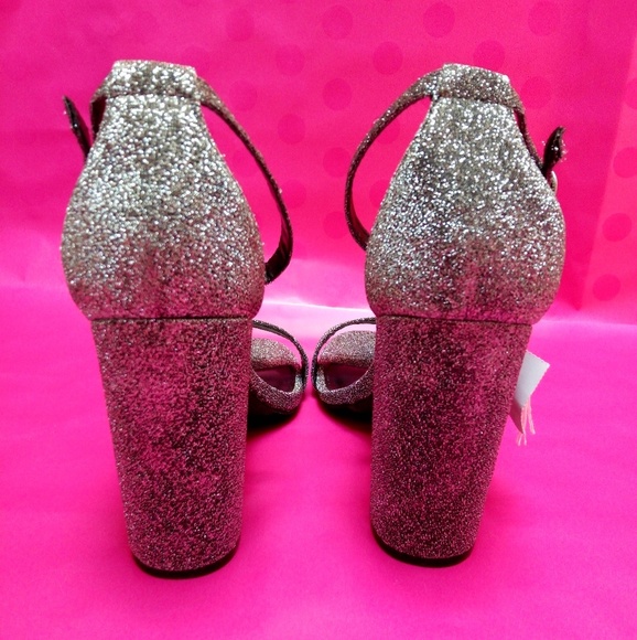 NWT Brash 4 1/2 inch chunky heels silver - sparkle - Picture 2 of 3